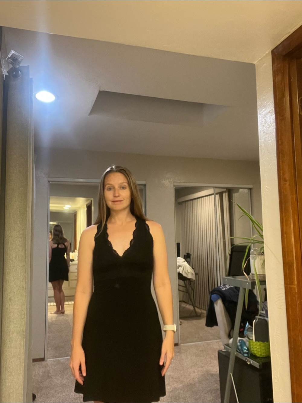 Poetry Black Scalloped V‑Neck Midi Dress